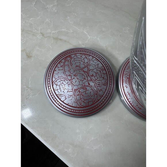 Funeral Urn – Large Adult Size – Silver & Red Engraved Birds Cremation Ashes NIB - Picture 4 of 6